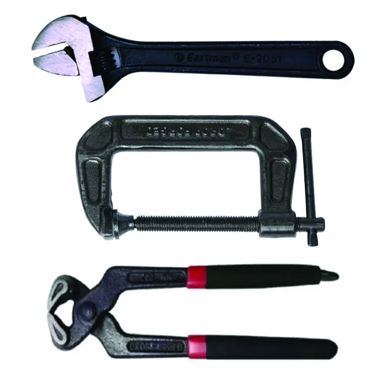 Eastman Hand Tools Combo Pack : 200 mm Adjustable Wrench (E-2051P),50 mm C-Clamps (E-2036) & 200 mm Cobbler Pincer With Nail Puller (E-3031)
